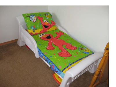 abby s present from us was her elmo bedding after